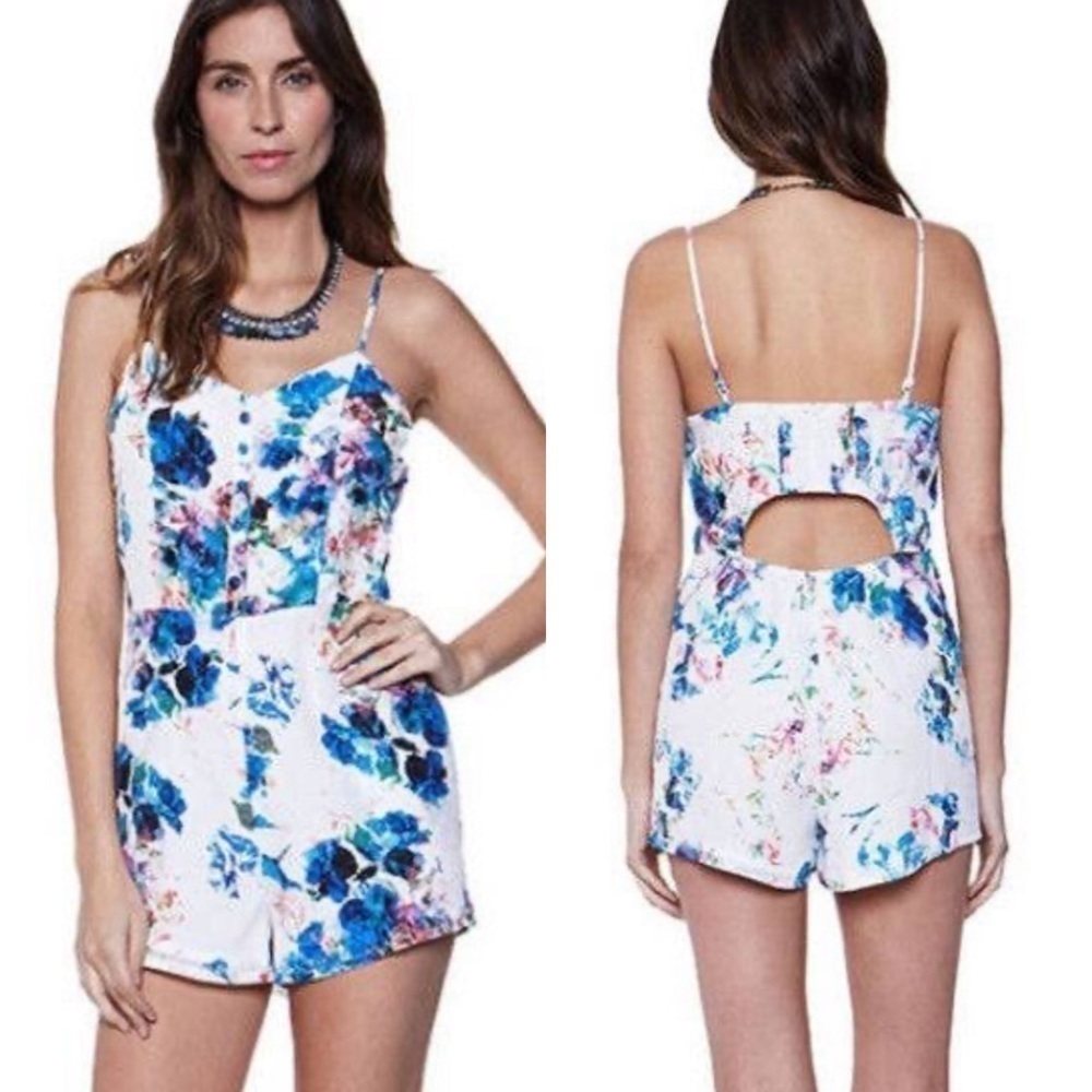 Lovers + Friends Escape Romper in Blue Floral